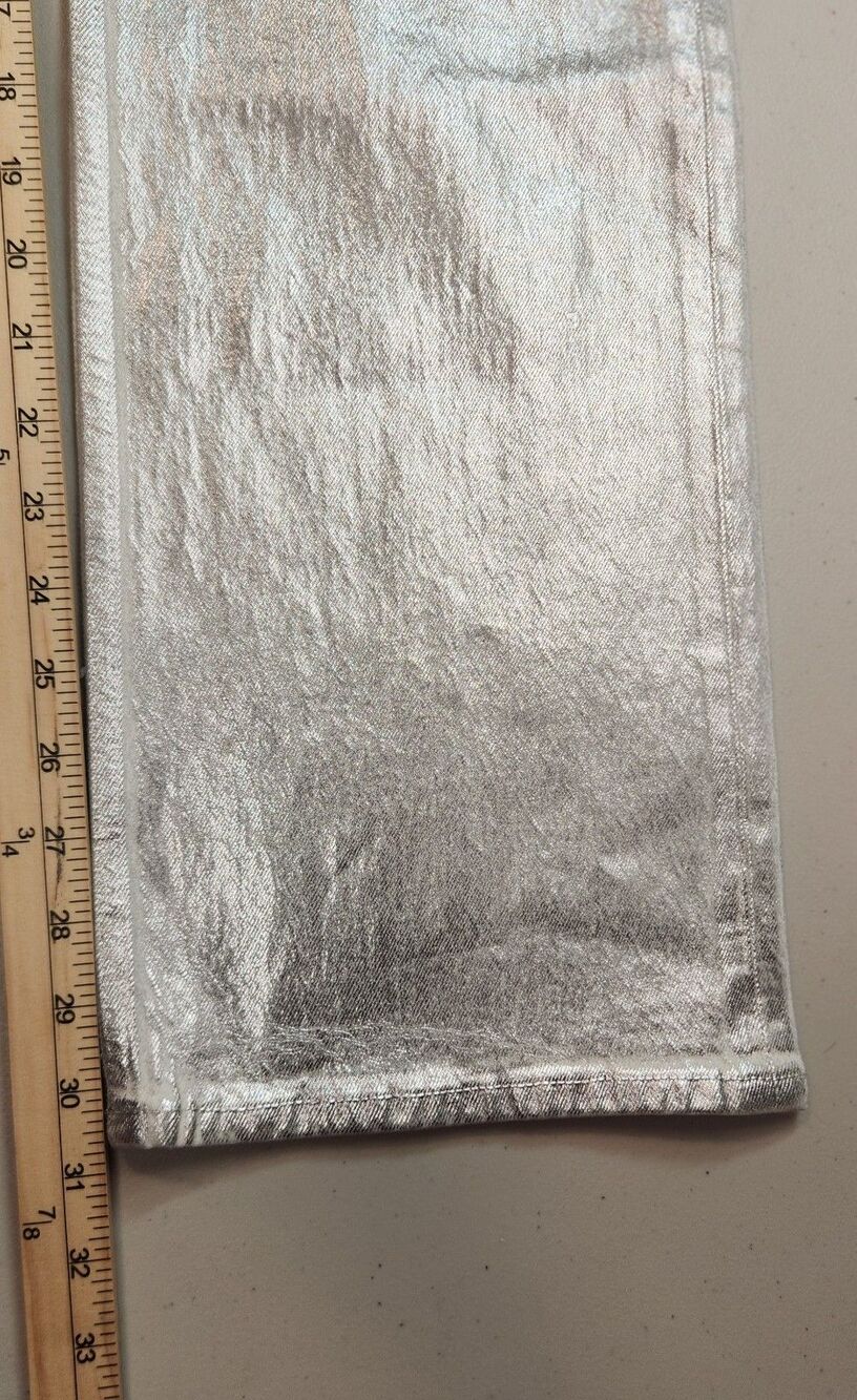 Abercrombie & Fitch 90s Relaxed High Rise Jeans Womens 24 00R Silver Metallic - Picture 7 of 14